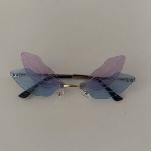Iridescent Fairy Wing Sunglasses – Purple/Blue Gradient / Y2K / Festival